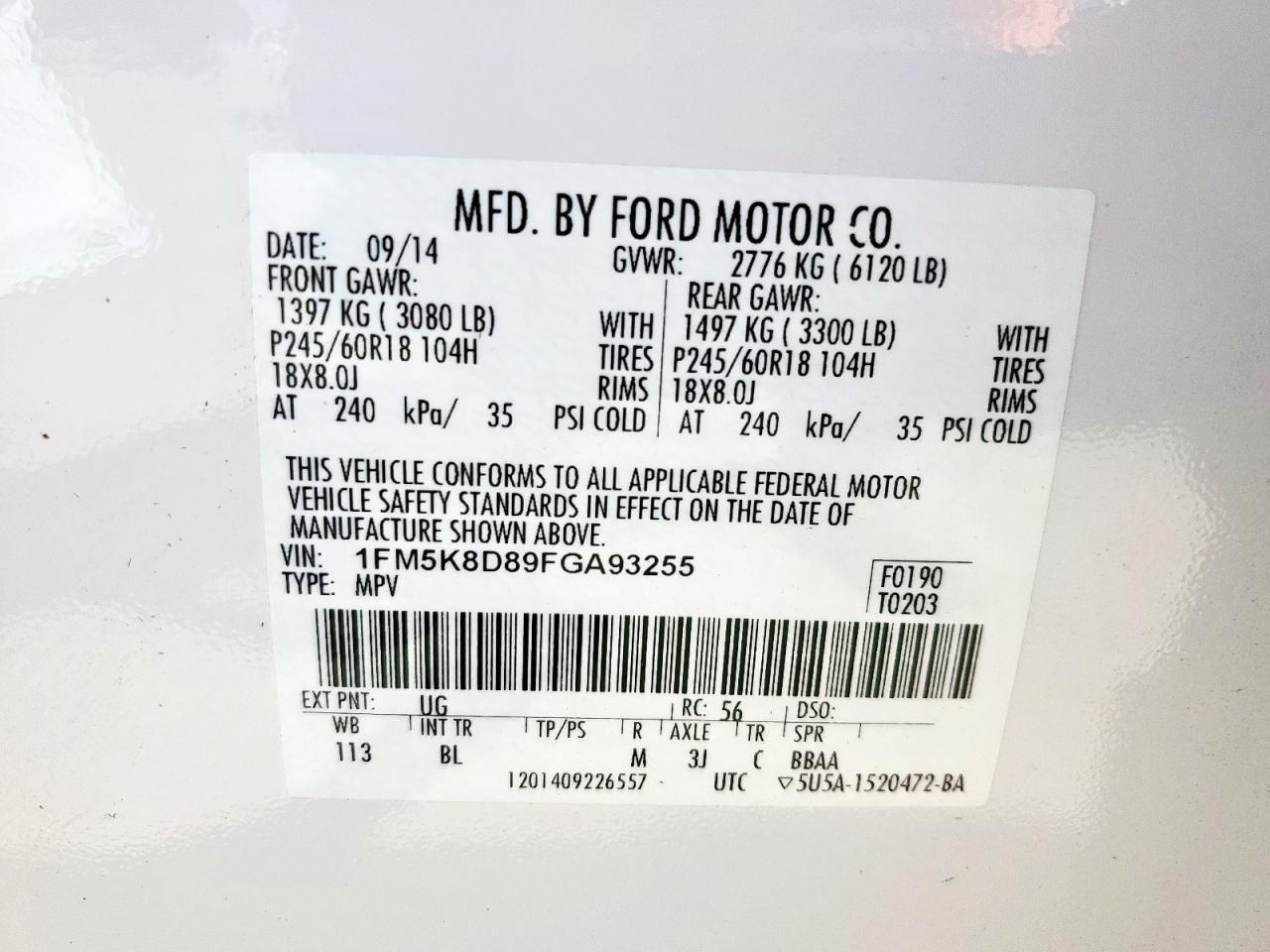 2015 Ford Explorer Xlt VIN: 1FM5K8D89FGA93255 Lot: 84471435