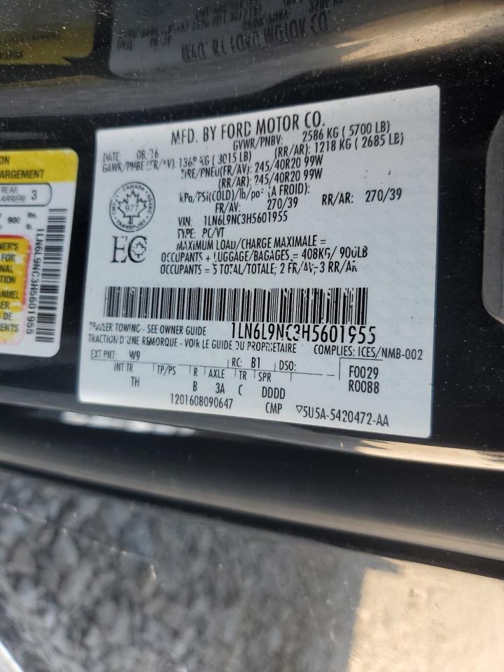 2017 Lincoln Continental Reserve VIN: 1LN6L9NC3H5601955 Lot: 80517965