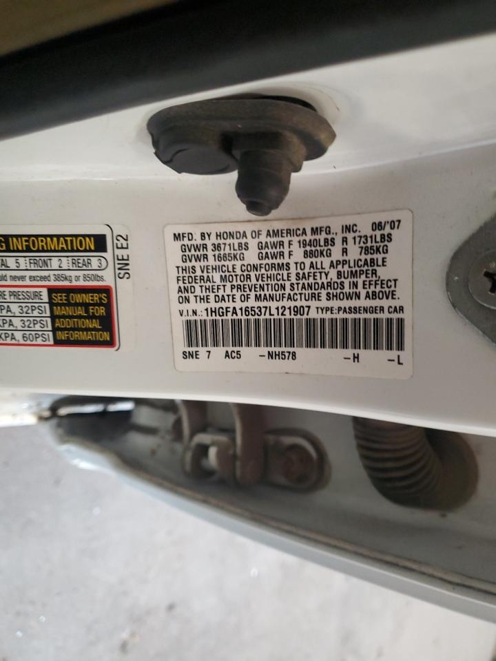 2007 Honda Civic Lx VIN: 1HGFA16537L121907 Lot: 80412955