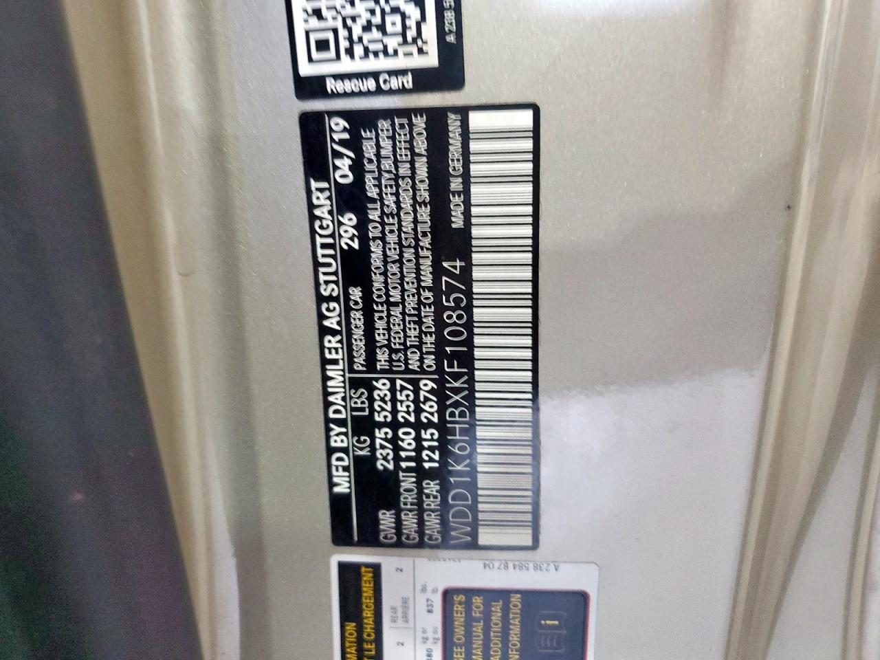 2019 Mercedes-Benz E 450 VIN: WDD1K6HBXKF108574 Lot: 81652945