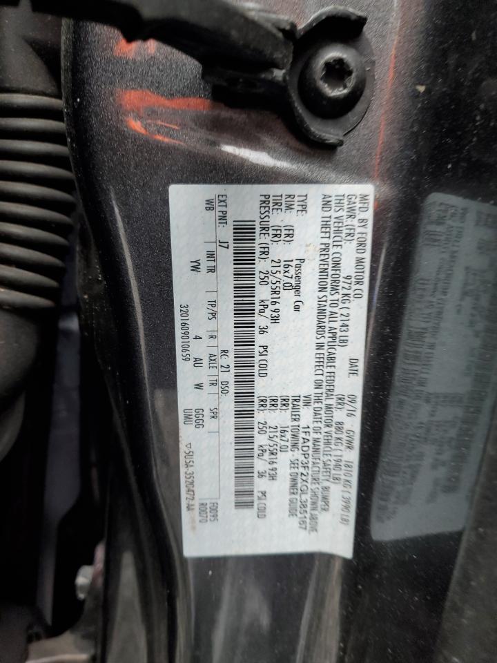 2016 Ford Focus Se VIN: 1FADP3F2XGL385167 Lot: 83807285