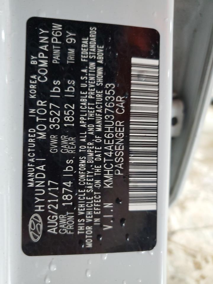 2017 Hyundai Accent Se VIN: KMHCT4AE6HU376353 Lot: 83931585