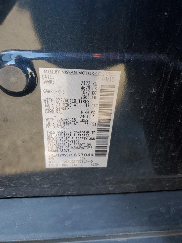 2015 Nissan Rogue S VIN: 5N1AT2MV9FC853044 Lot: 80405565