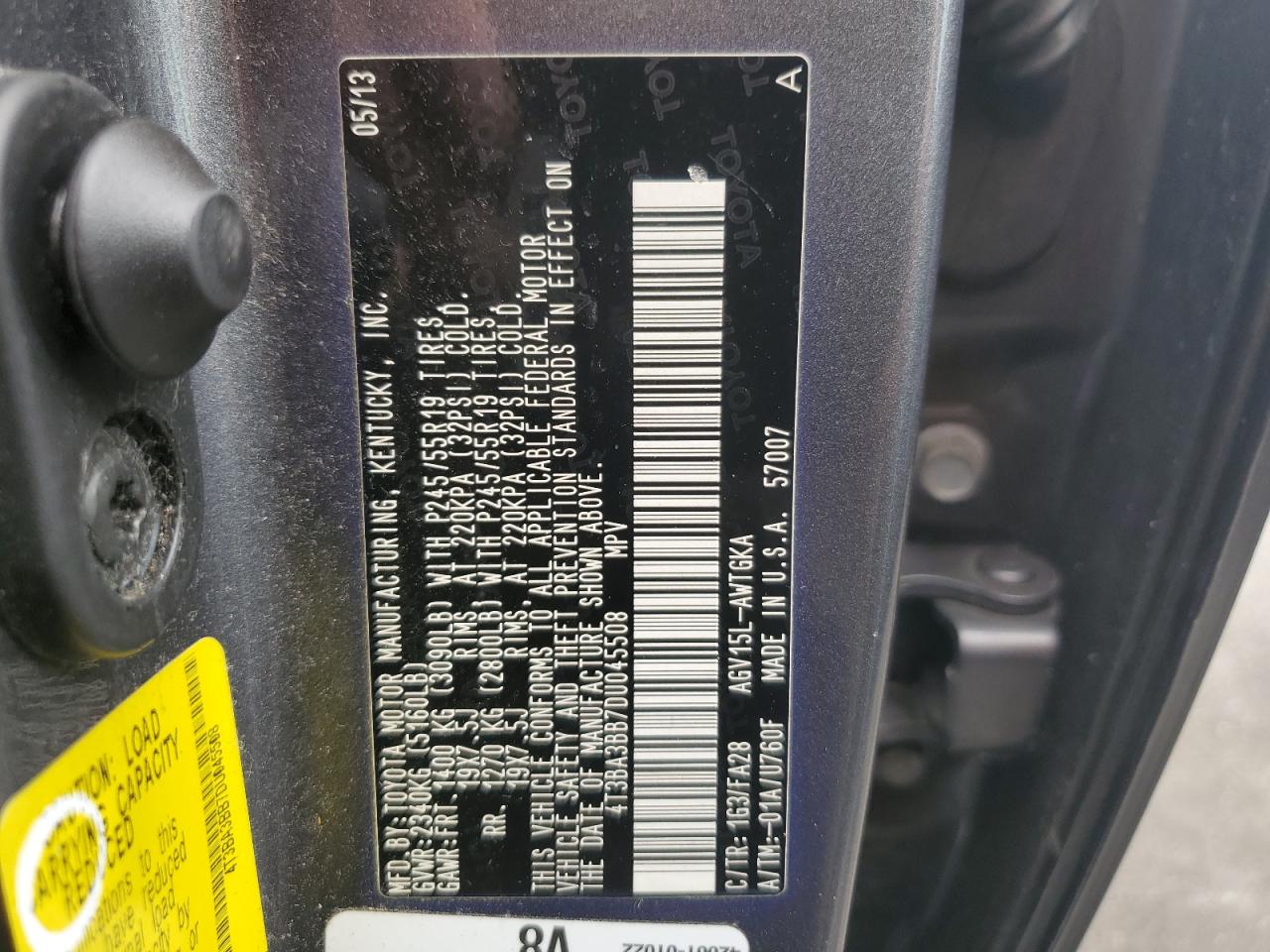 2013 Toyota Venza Le VIN: 4T3BA3BB7DU045508 Lot: 81205165