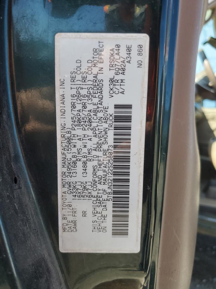 2002 Toyota Tundra VIN: 5TBJN32122S258073 Lot: 67041285