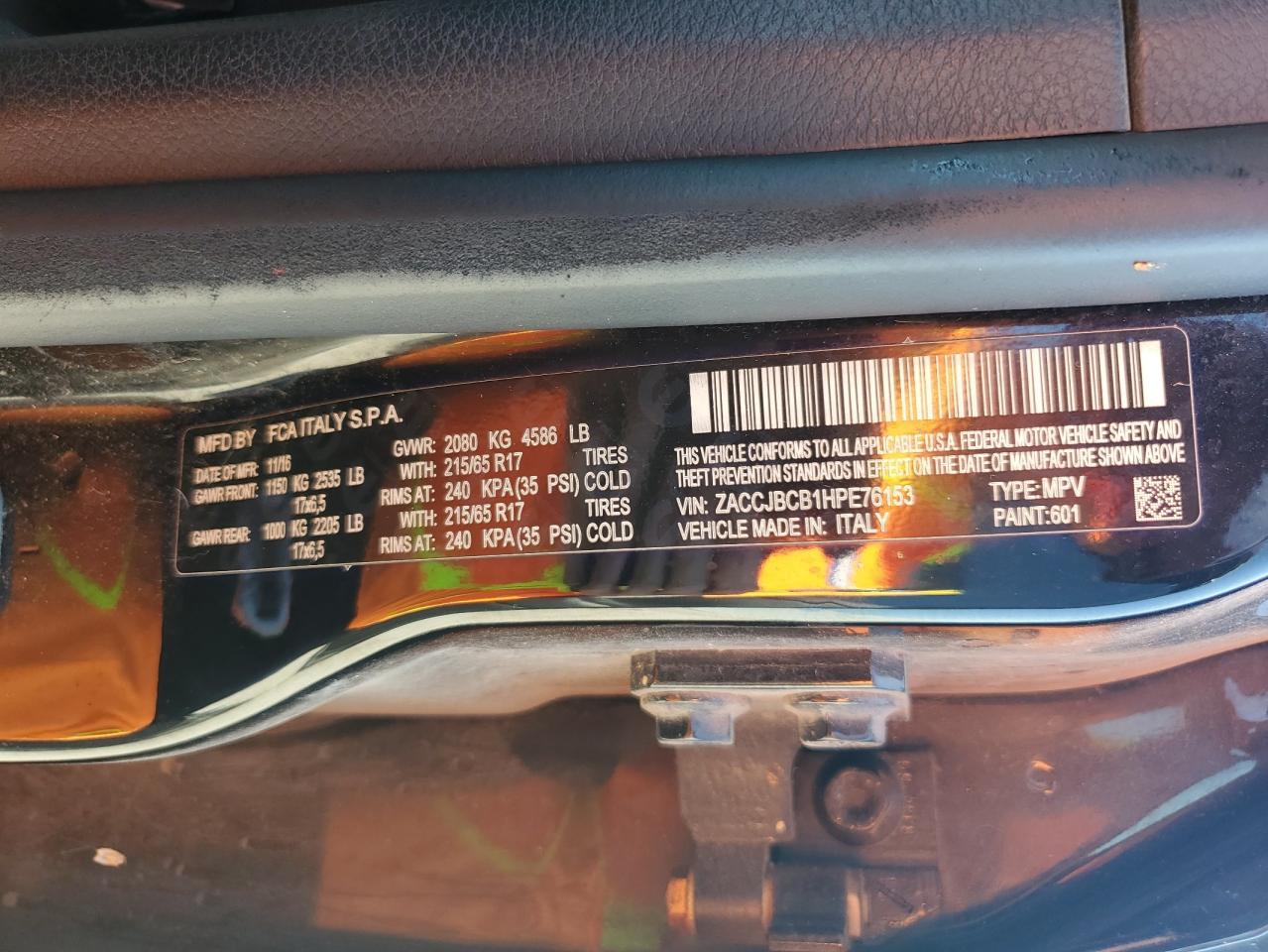 2017 Jeep Renegade Trailhawk VIN: ZACCJBCB1HPE76153 Lot: 81087825