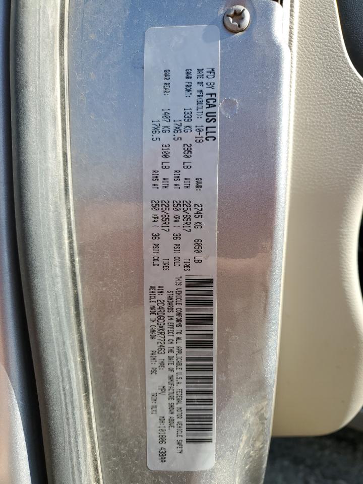 2019 Dodge Grand Caravan Sxt VIN: 2C4RDGCGXKR772463 Lot: 81468925