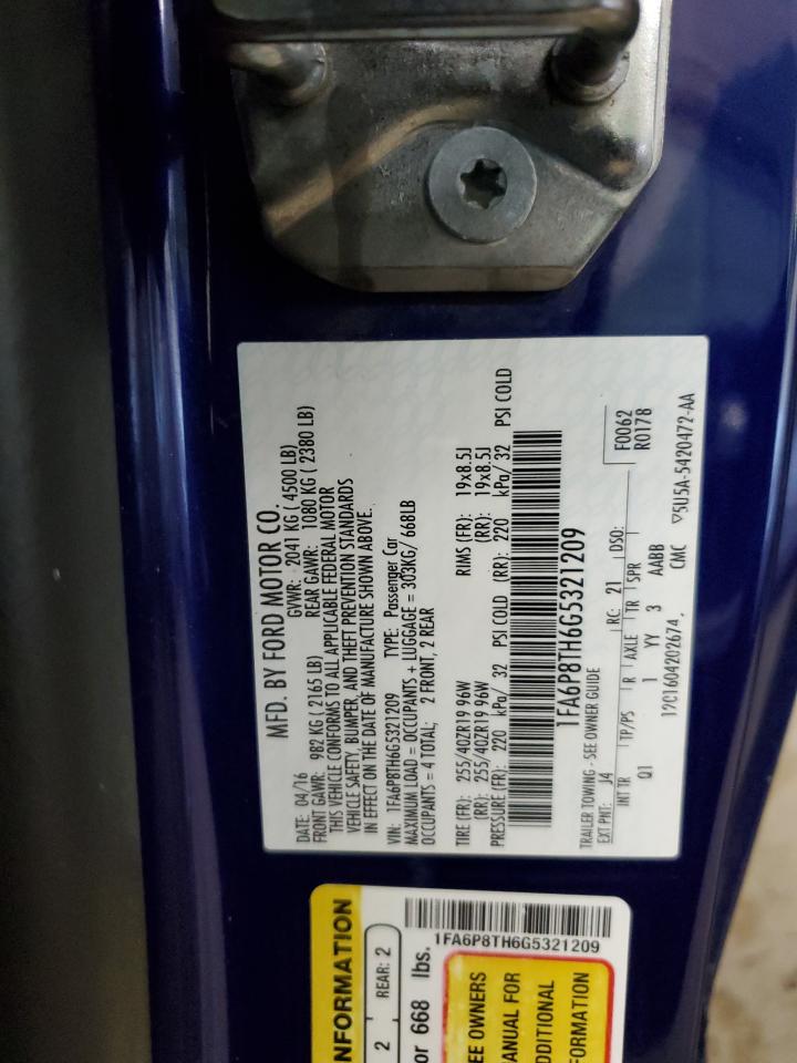 2016 Ford Mustang VIN: 1FA6P8TH6G5321209 Lot: 83828975