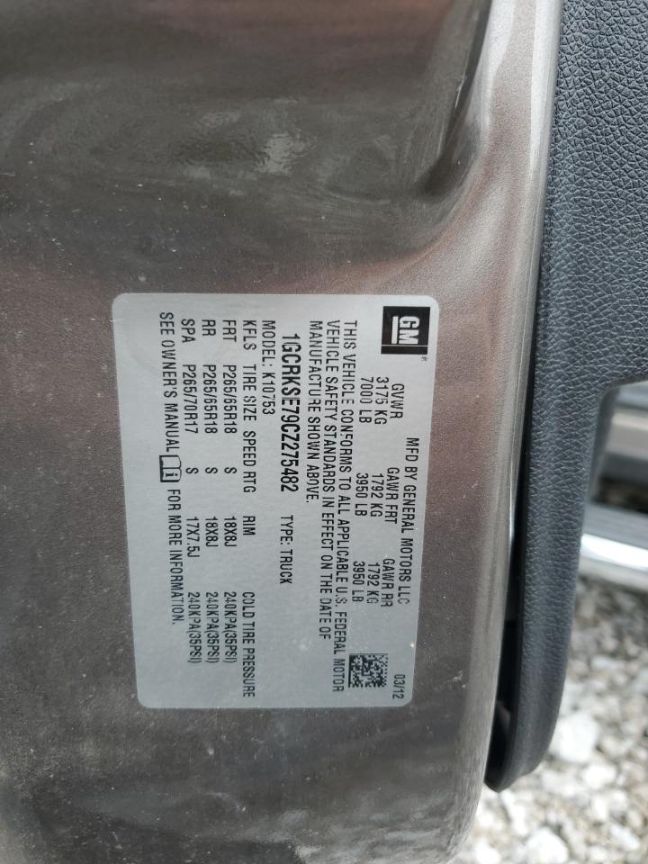 2012 Chevrolet Silverado K1500 Lt VIN: 1GCRKSE79CZ275482 Lot: 81628145