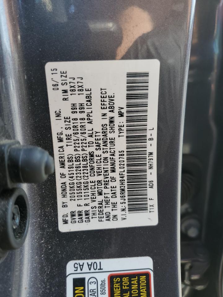 2015 Honda Cr-V Touring VIN: 5J6RM3H94FL020785 Lot: 69955005