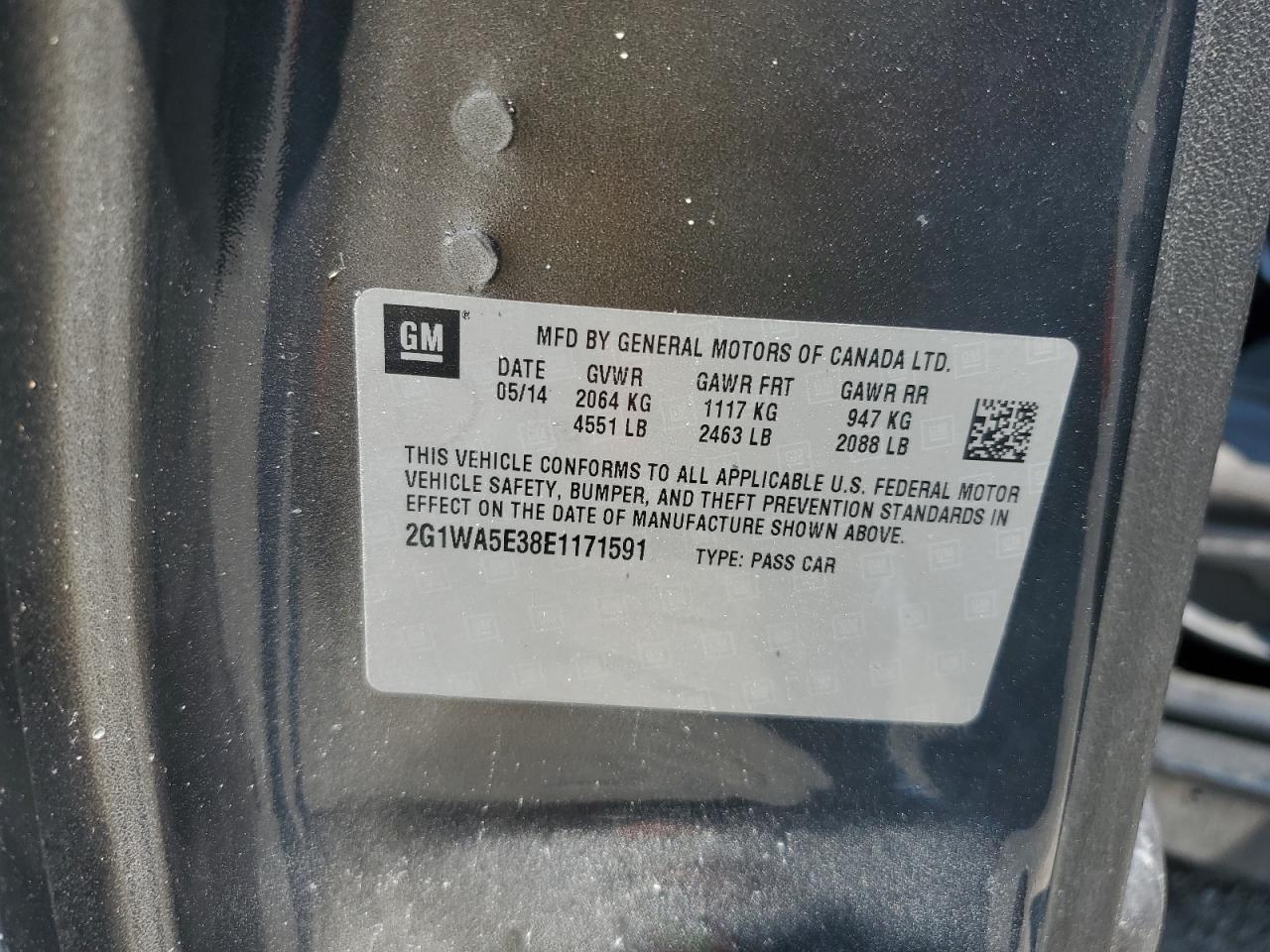 2014 Chevrolet Impala Limited Ls VIN: 2G1WA5E38E1171591 Lot: 80653475