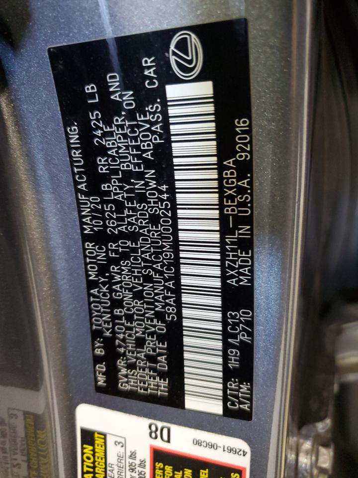 2021 Lexus Es 300H Ultra Luxury VIN: 58AFA1C19MU002544 Lot: 70882575