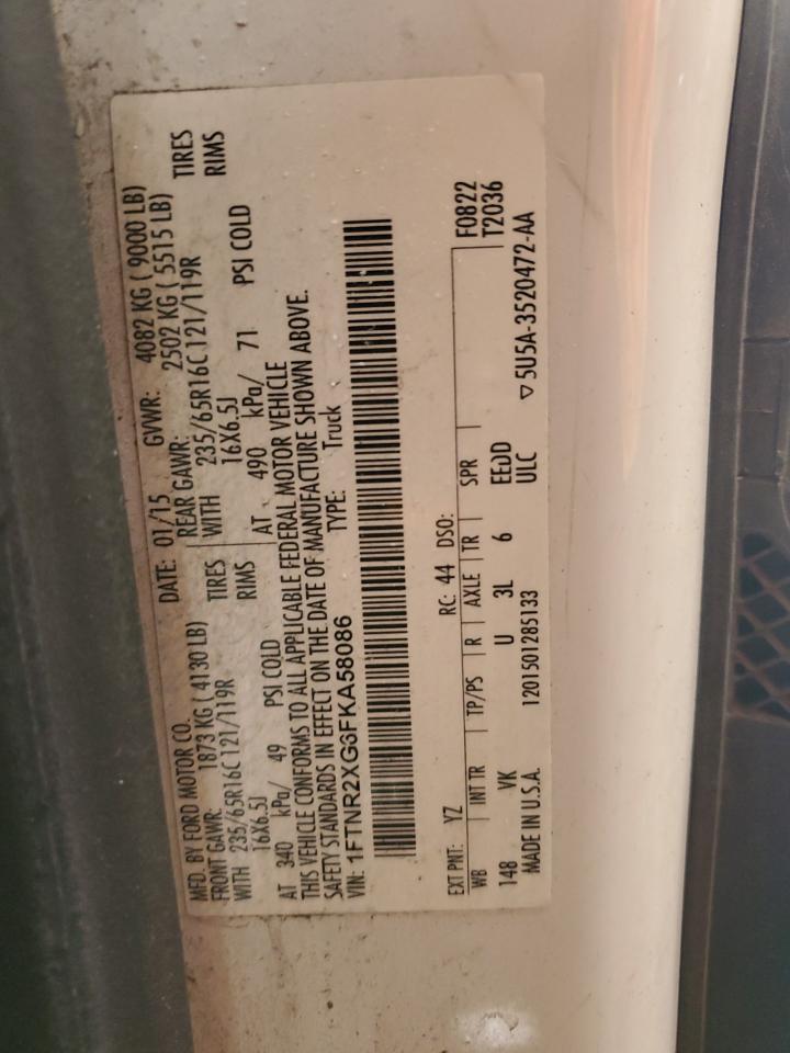 2015 Ford Transit T-250 VIN: 1FTNR2XG6FKA58086 Lot: 80304925