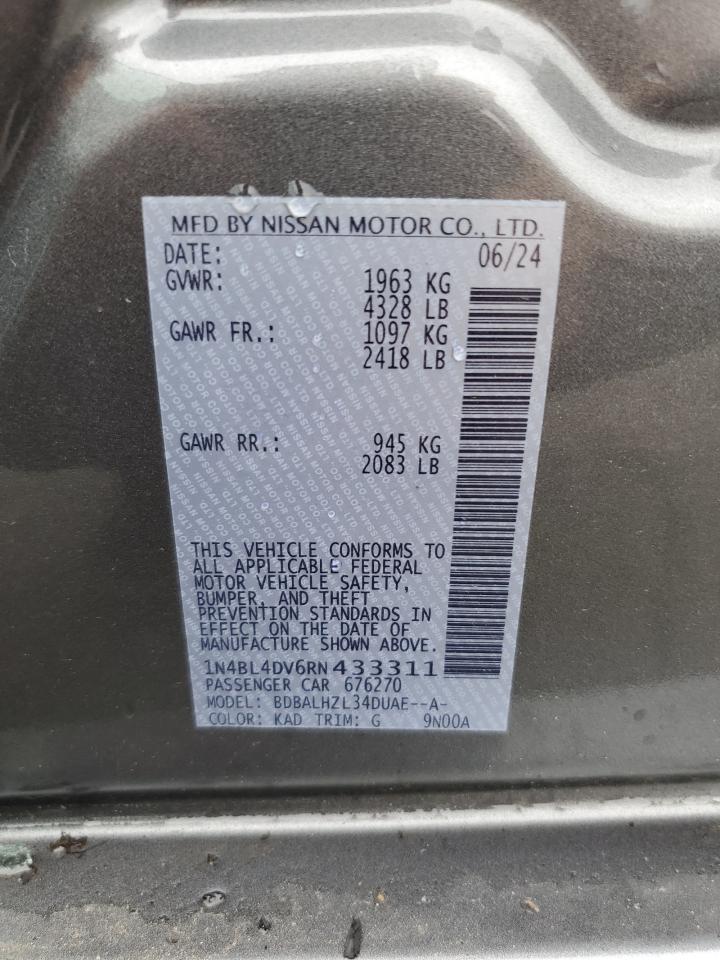 2024 Nissan Altima Sv VIN: 1N4BL4DV6RN433311 Lot: 84039075