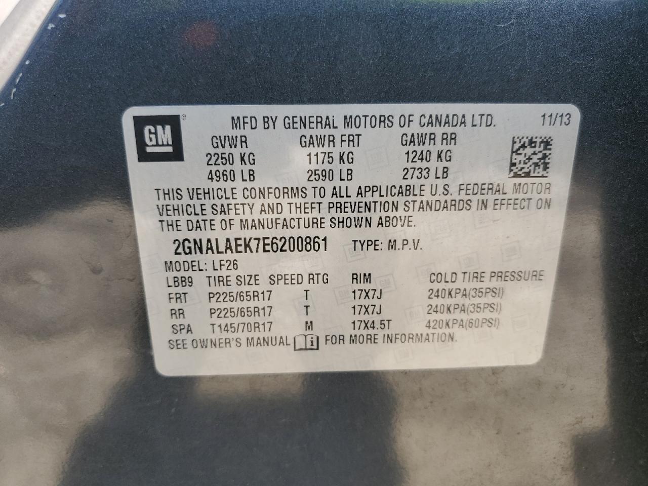 2014 Chevrolet Equinox Ls VIN: 2GNALAEK7E6200861 Lot: 81087695