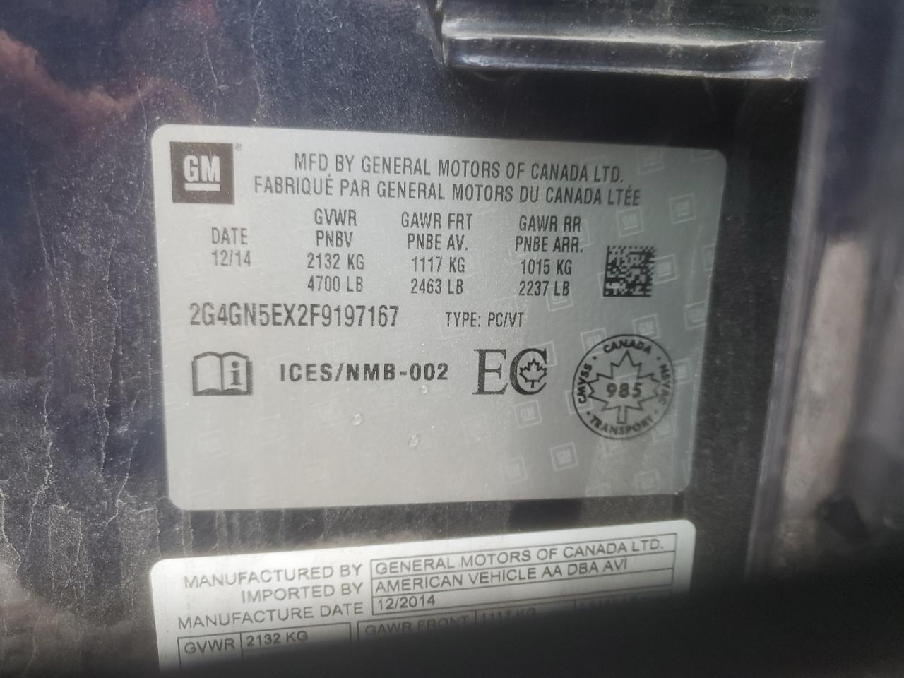 2015 Buick Regal Premium VIN: 2G4GN5EX2F9197167 Lot: 81512205