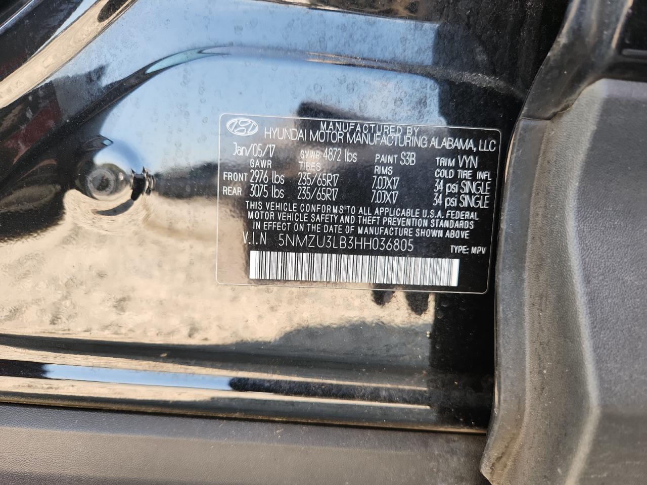 2017 Hyundai Santa Fe Sport VIN: 5NMZU3LB3HH036805 Lot: 82077925