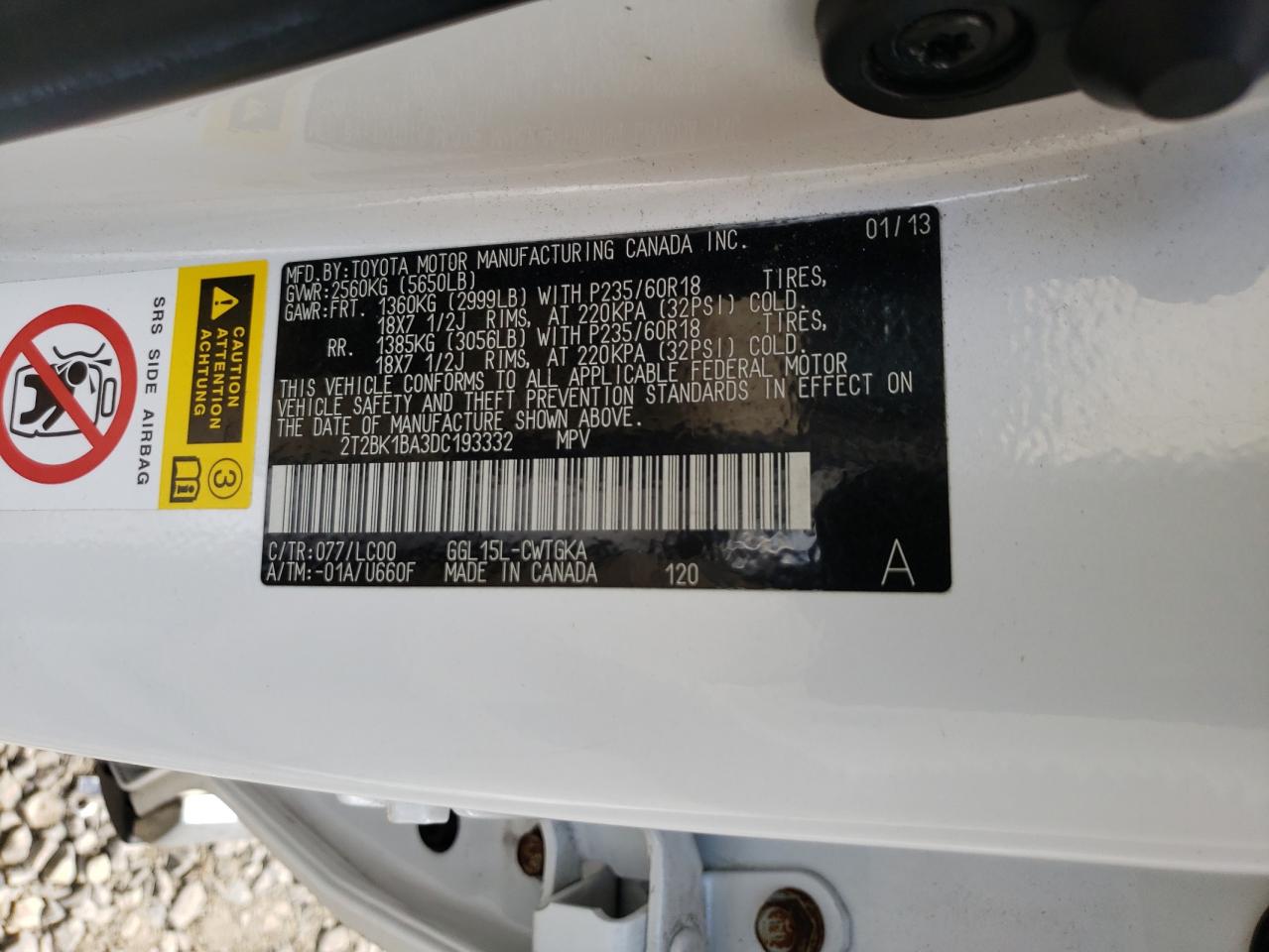 2013 Lexus Rx 350 Base VIN: 2T2BK1BA3DC193332 Lot: 71243265