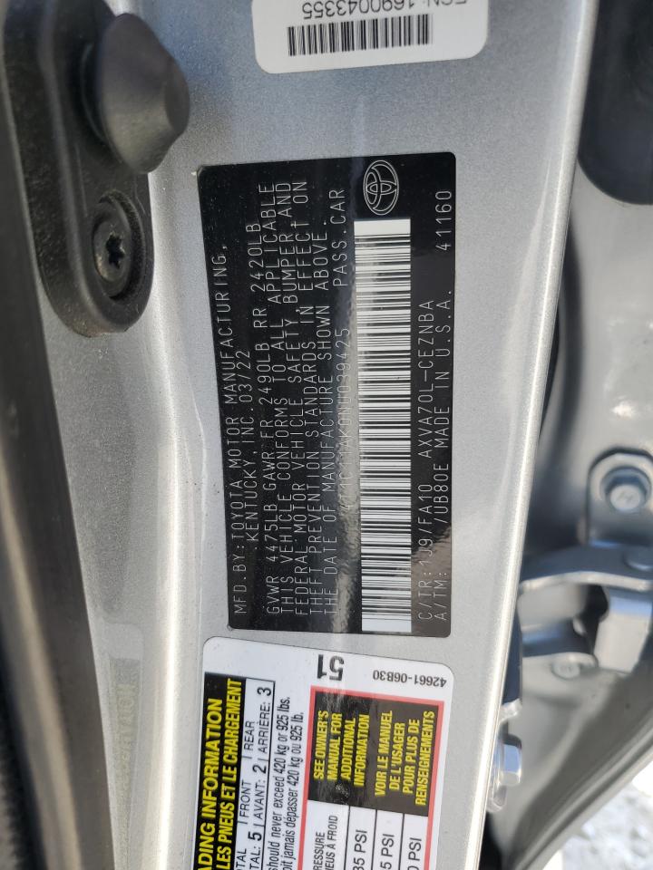 2022 Toyota Camry Le VIN: 4T1C11AK0NU039425 Lot: 80281705