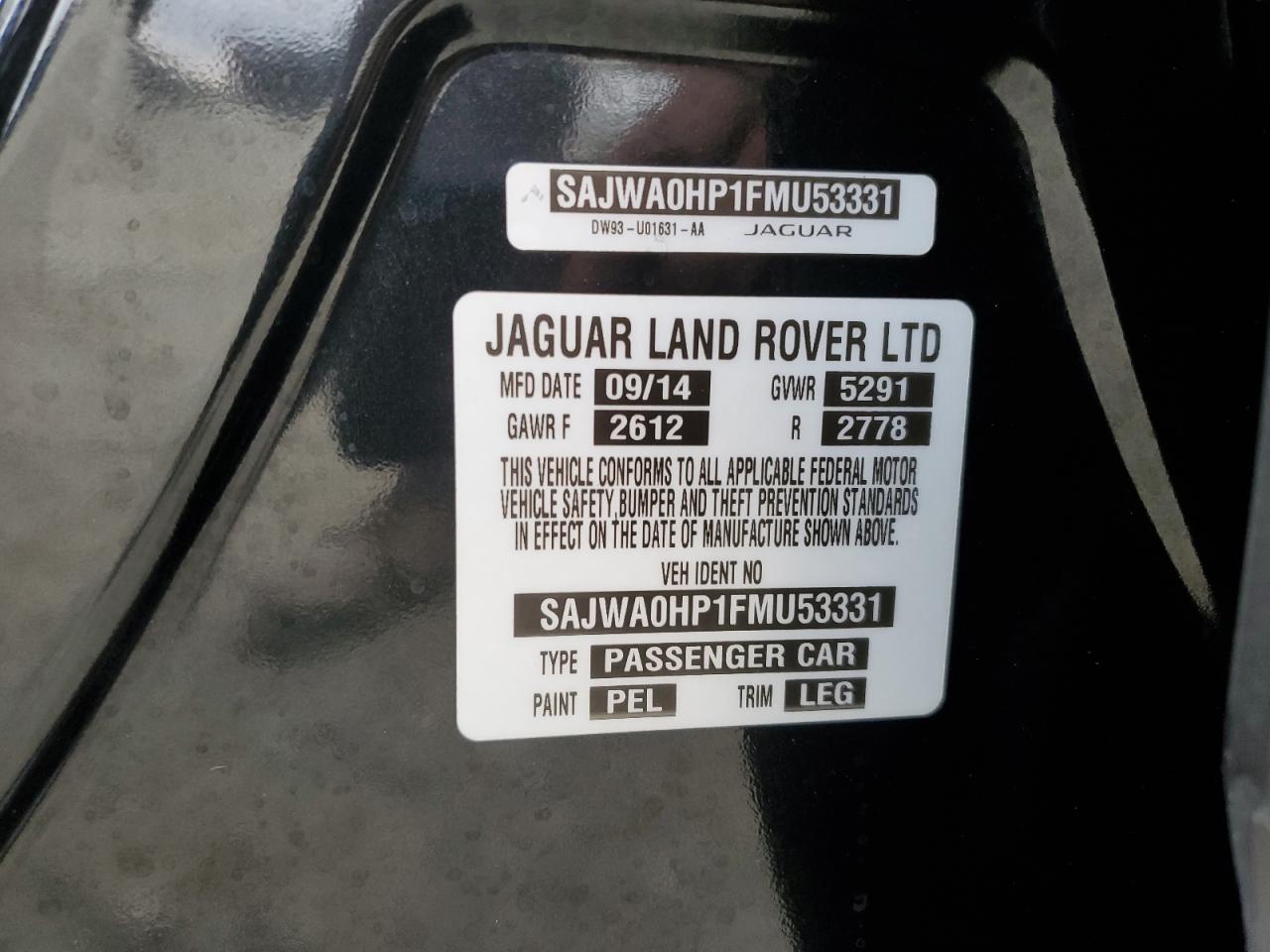 2015 Jaguar Xf Supercharged VIN: SAJWA0HP1FMU53331 Lot: 81777645