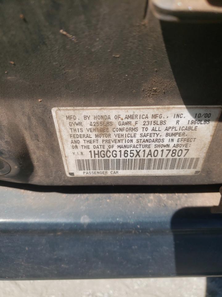 2001 Honda Accord Ex VIN: 1HGCG165X1A017807 Lot: 71811955