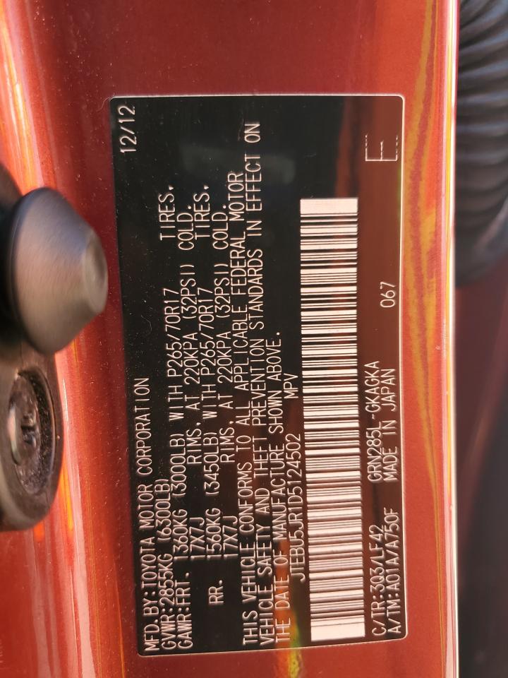 2013 Toyota 4Runner Sr5 VIN: JTEBU5JR1D5124502 Lot: 80673025