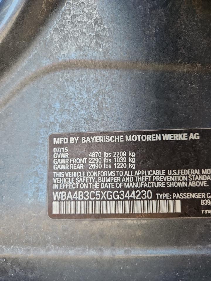 2016 BMW 435 Xi Gran Coupe VIN: WBA4B3C5XGG344230 Lot: 80927345