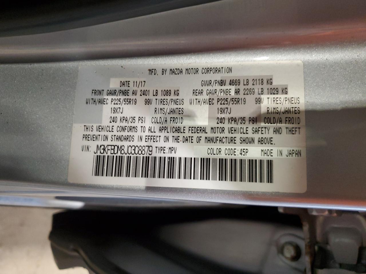 2018 Mazda Cx-5 Grand Touring VIN: JM3KFBDM8J0308879 Lot: 71302185