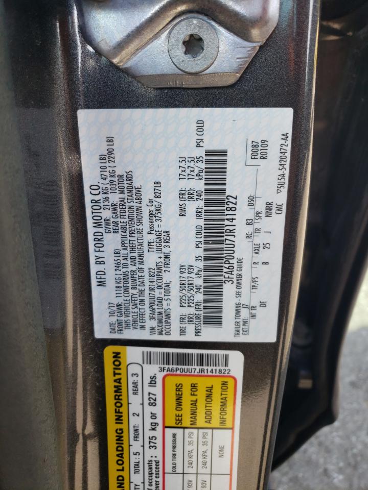 2018 Ford Fusion S Hybrid VIN: 3FA6P0UU7JR141822 Lot: 80843105