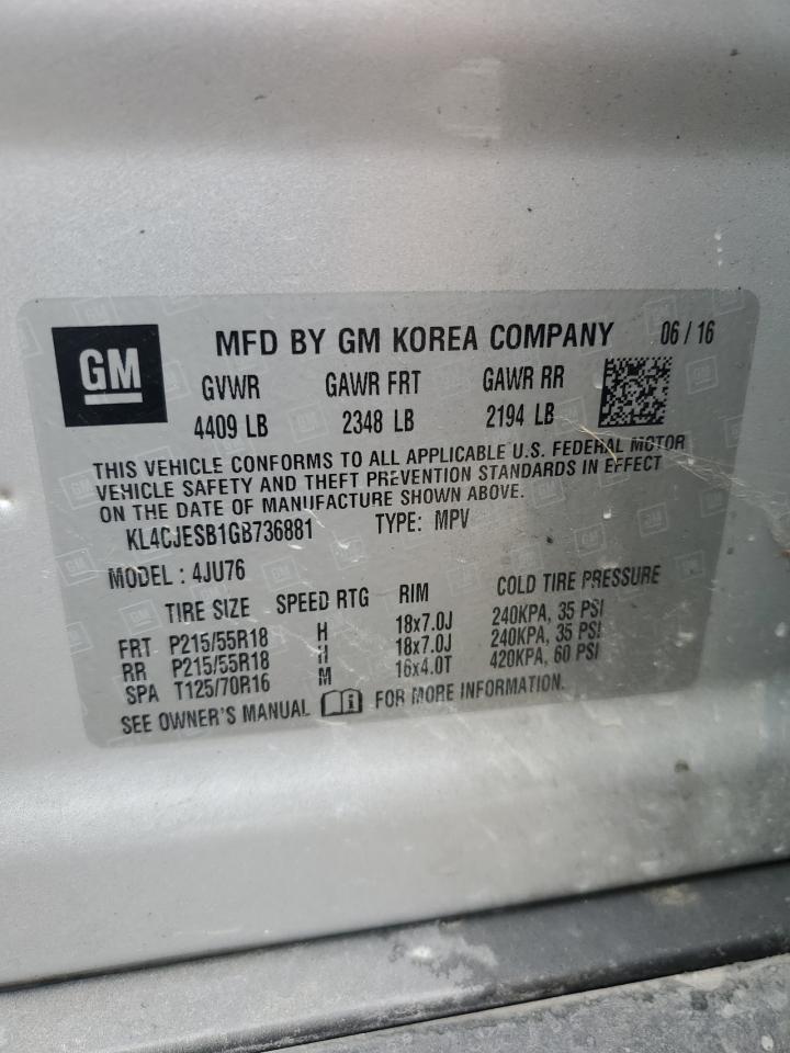 2016 Buick Encore VIN: KL4CJESB1GB736881 Lot: 83787455