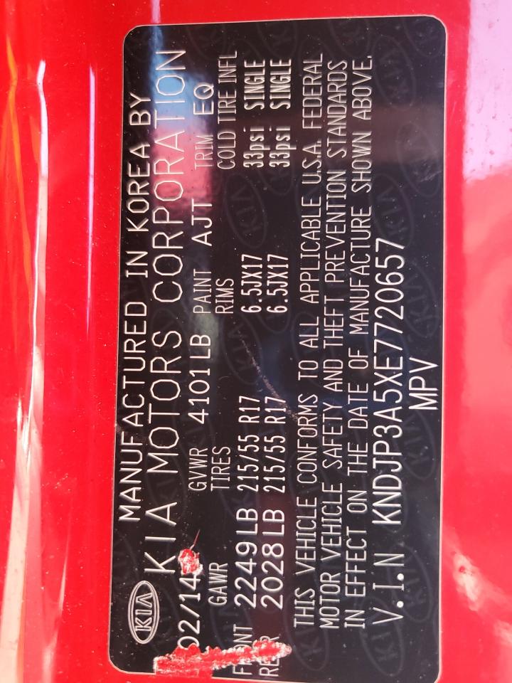 2014 Kia Soul + VIN: KNDJP3A5XE7720657 Lot: 72066735