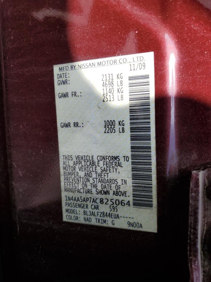 2010 Nissan Maxima S VIN: 1N4AA5AP7AC825064 Lot: 83777015