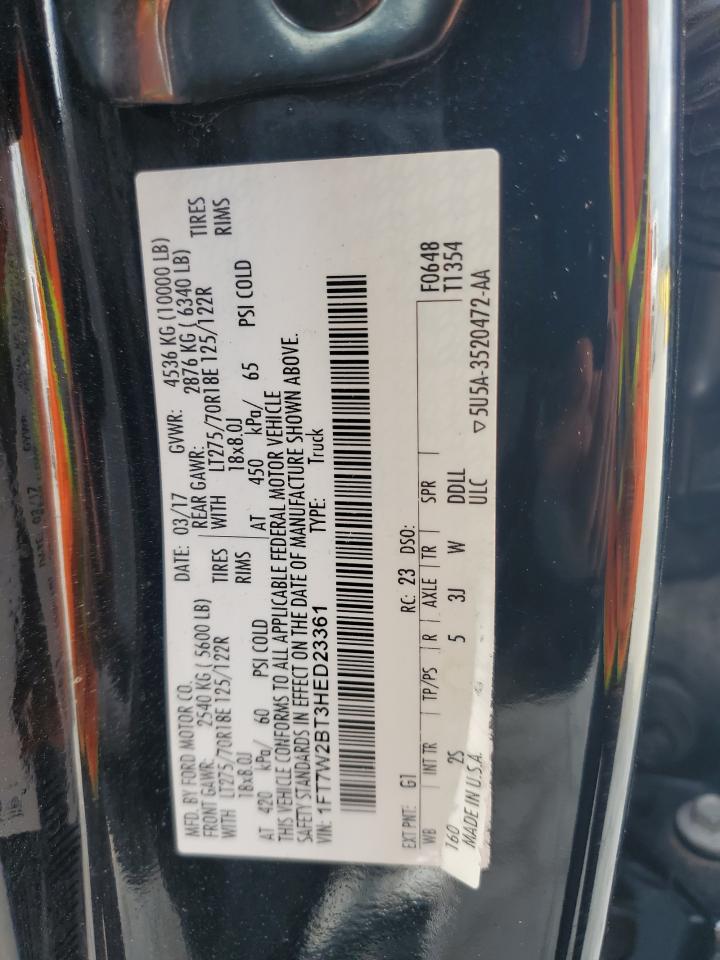 2017 Ford F250 Super Duty VIN: 1FT7W2BT3HED23361 Lot: 71737255