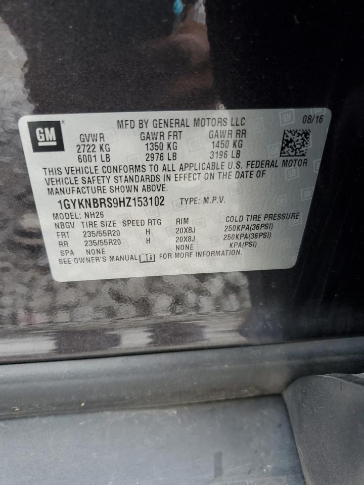 2017 Cadillac Xt5 Luxury VIN: 1GYKNBRS9HZ153102 Lot: 81854005