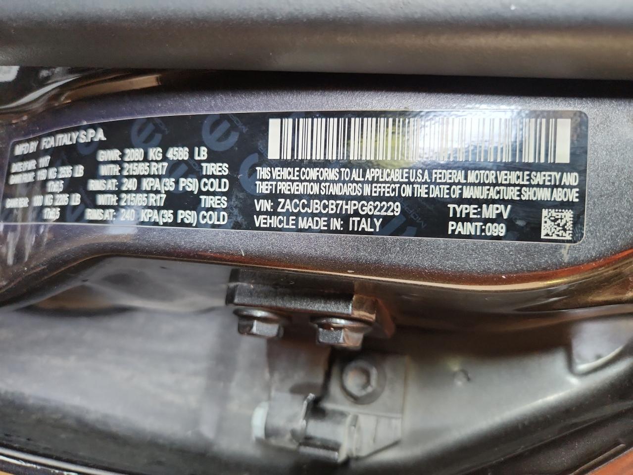 2017 Jeep Renegade Trailhawk VIN: ZACCJBCB7HPG62229 Lot: 80323285