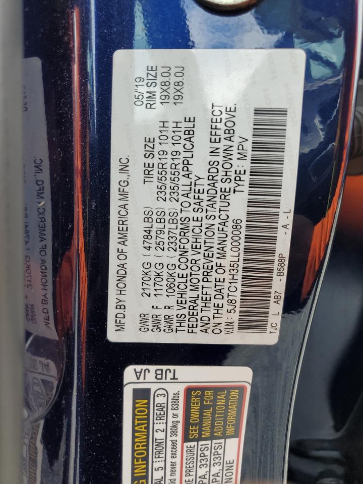 2020 Acura Rdx VIN: 5J8TC1H35LL000086 Lot: 71084745