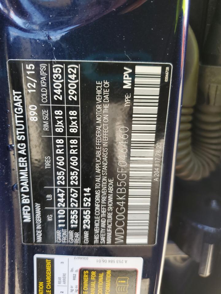 2016 Mercedes-Benz Glc 300 4Matic VIN: WDC0G4KB5GF046460 Lot: 80907585