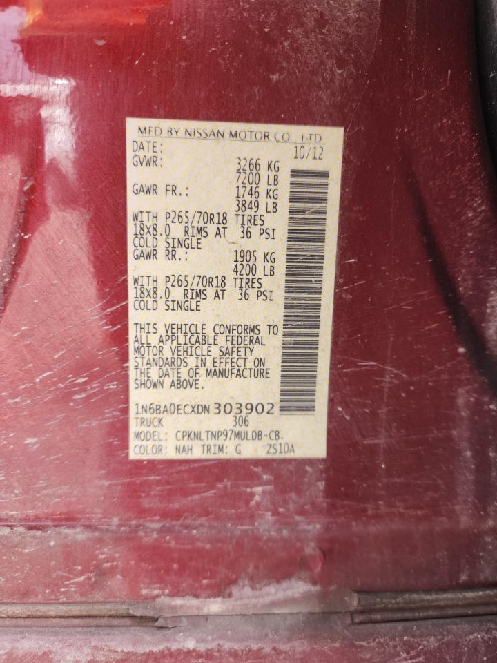 2013 Nissan Titan S VIN: 1N6BA0ECXDN303902 Lot: 81137715