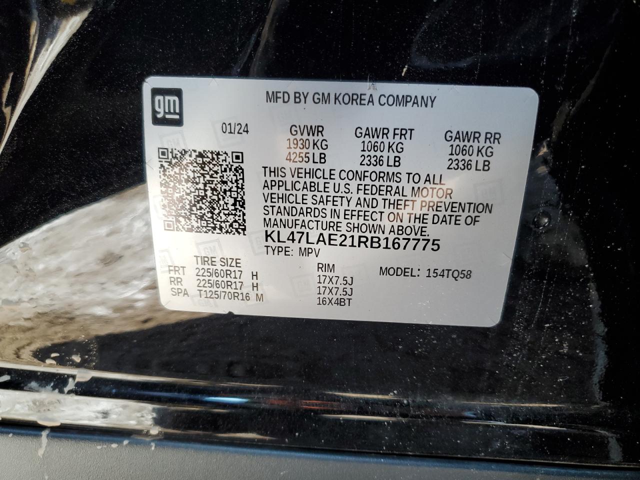 2024 Buick Envista Preferred VIN: KL47LAE21RB167775 Lot: 83864475