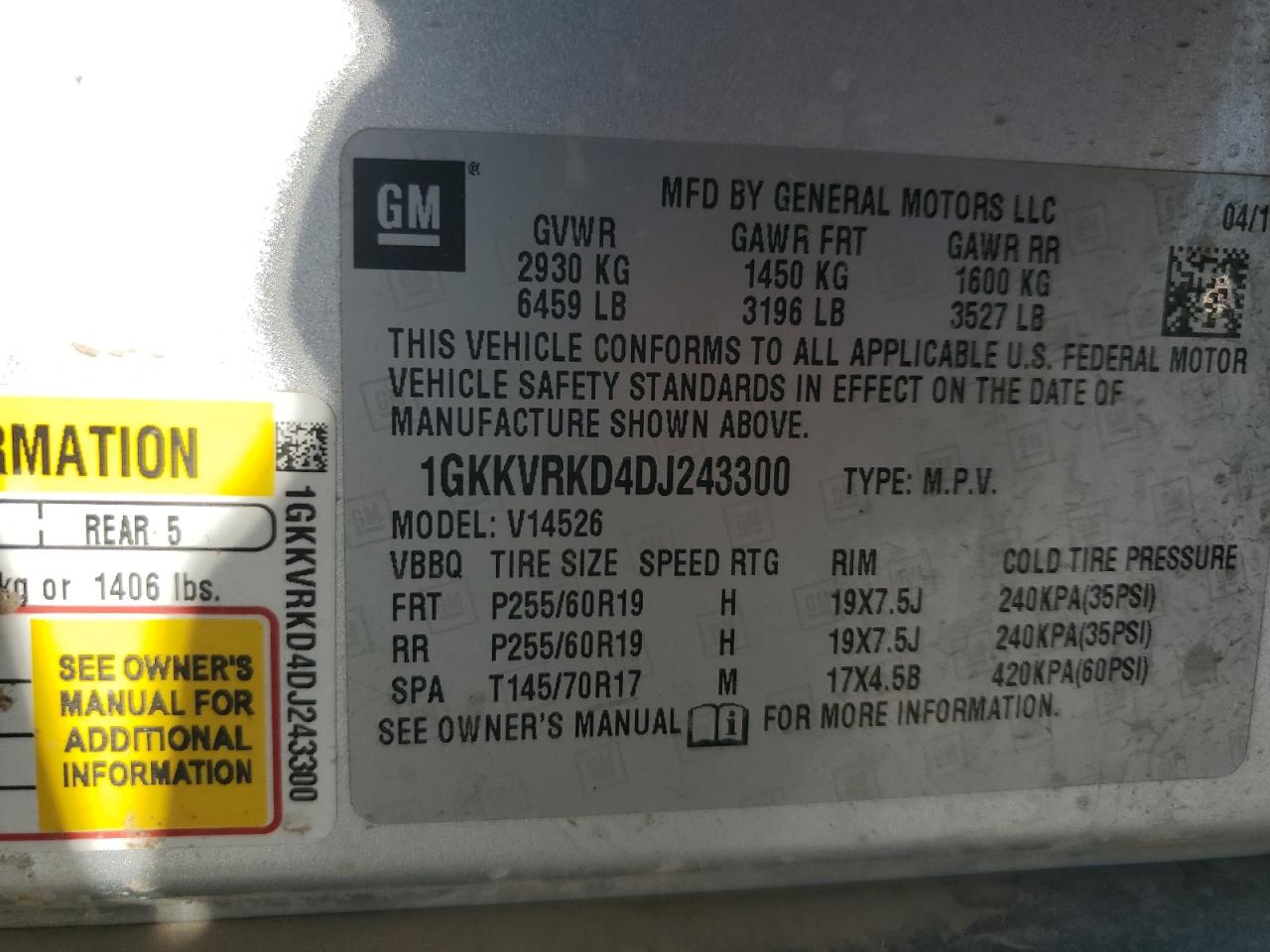 2013 GMC Acadia Slt-1 VIN: 1GKKVRKD4DJ243300 Lot: 83952315