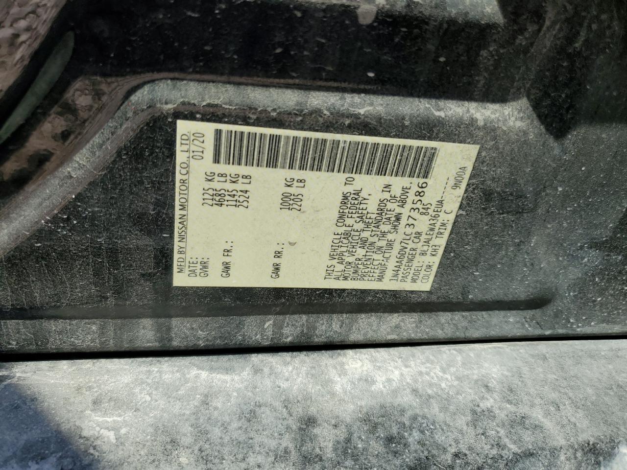 2020 Nissan Maxima Sl VIN: 1N4AA6DV7LC373586 Lot: 71984595