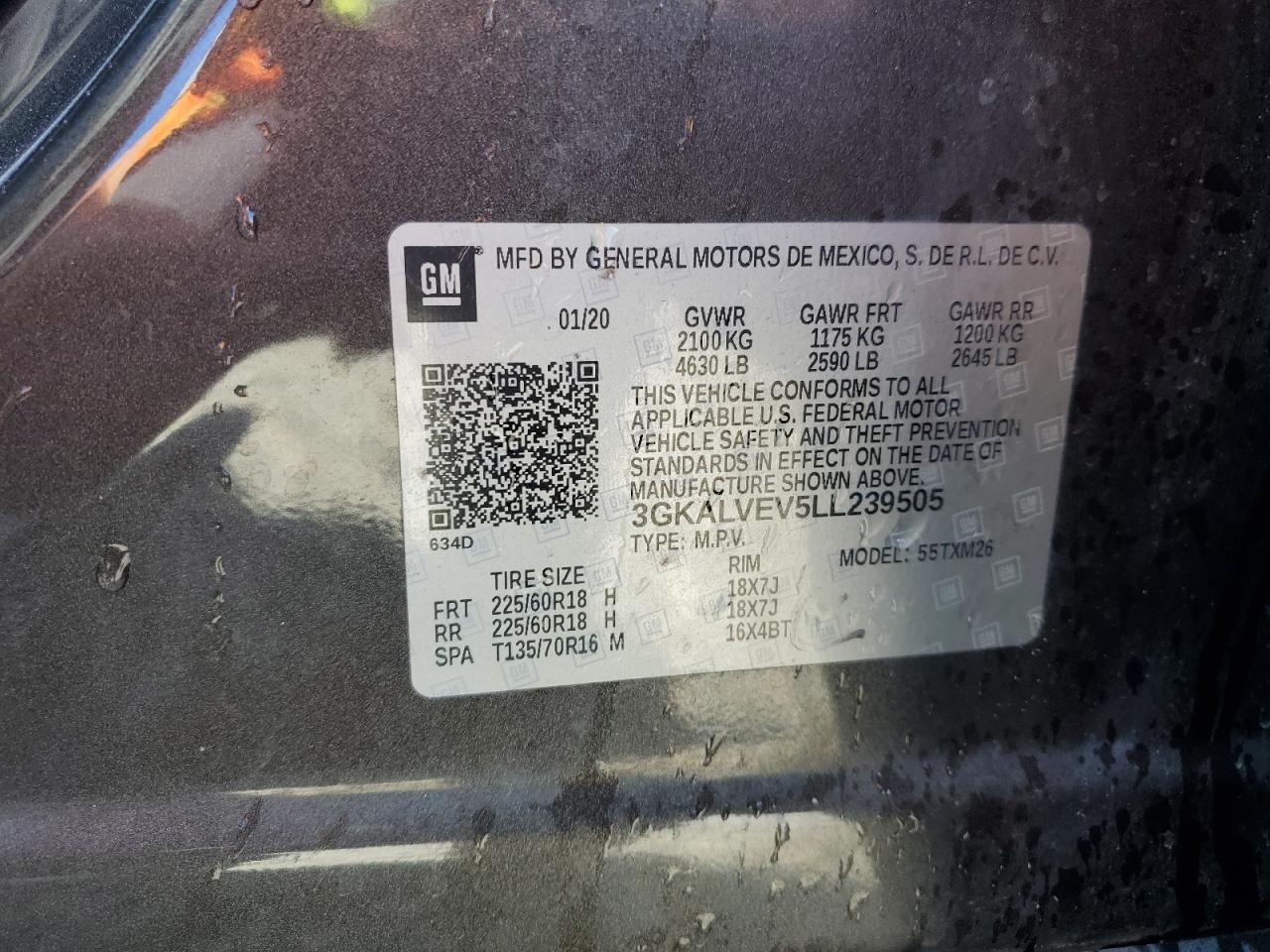 2020 GMC Terrain Slt VIN: 3GKALVEV5LL239505 Lot: 80171975