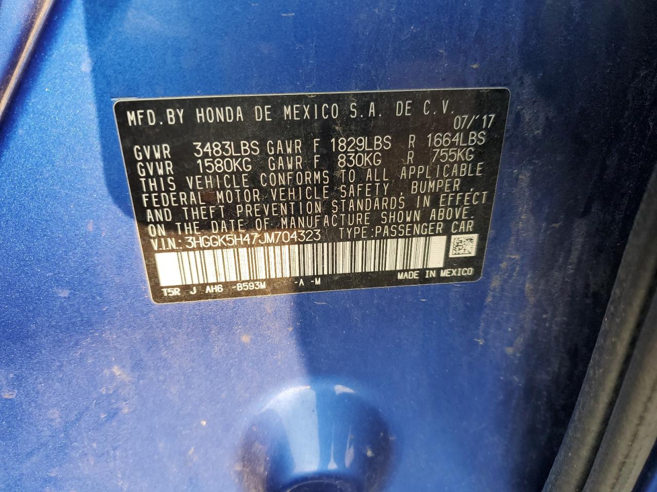 2018 Honda Fit Lx VIN: 3HGGK5H47JM704323 Lot: 71501775