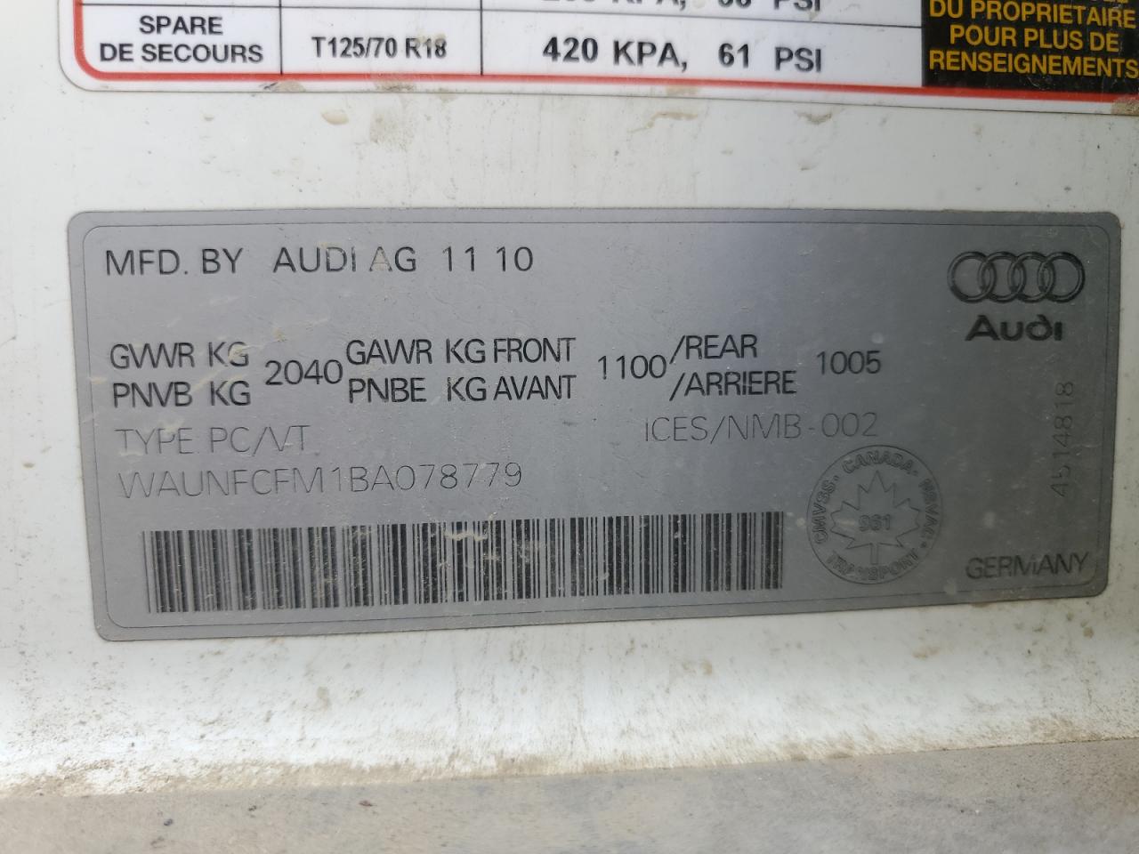 2011 Audi A3 Premium VIN: WAUNFCFM1BA078779 Lot: 80641515
