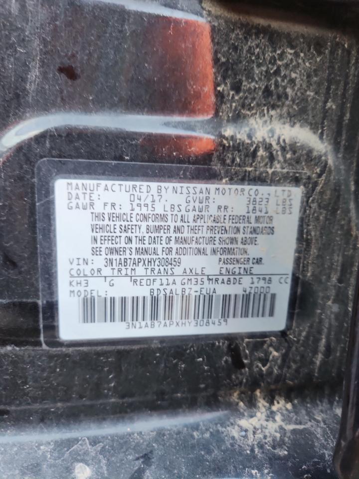 2017 Nissan Sentra S VIN: 3N1AB7APXHY308459 Lot: 82094895