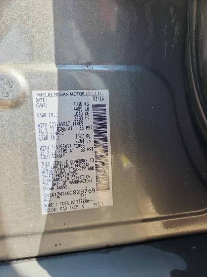 2016 Nissan Rogue S VIN: 5N1AT2MTXGC829769 Lot: 71706415