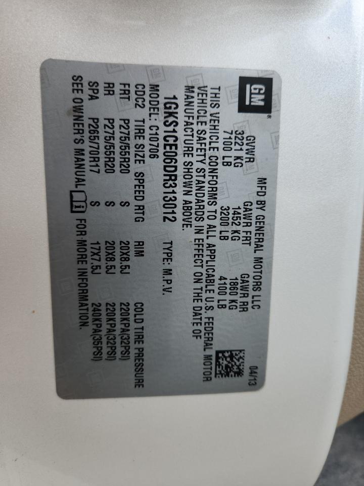 2013 GMC Yukon Slt VIN: 1GKS1CE06DR313012 Lot: 83839035