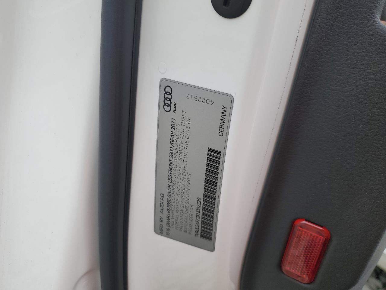 2019 Audi A6 Premium Plus VIN: WAUL2AF22KN032229 Lot: 80533115