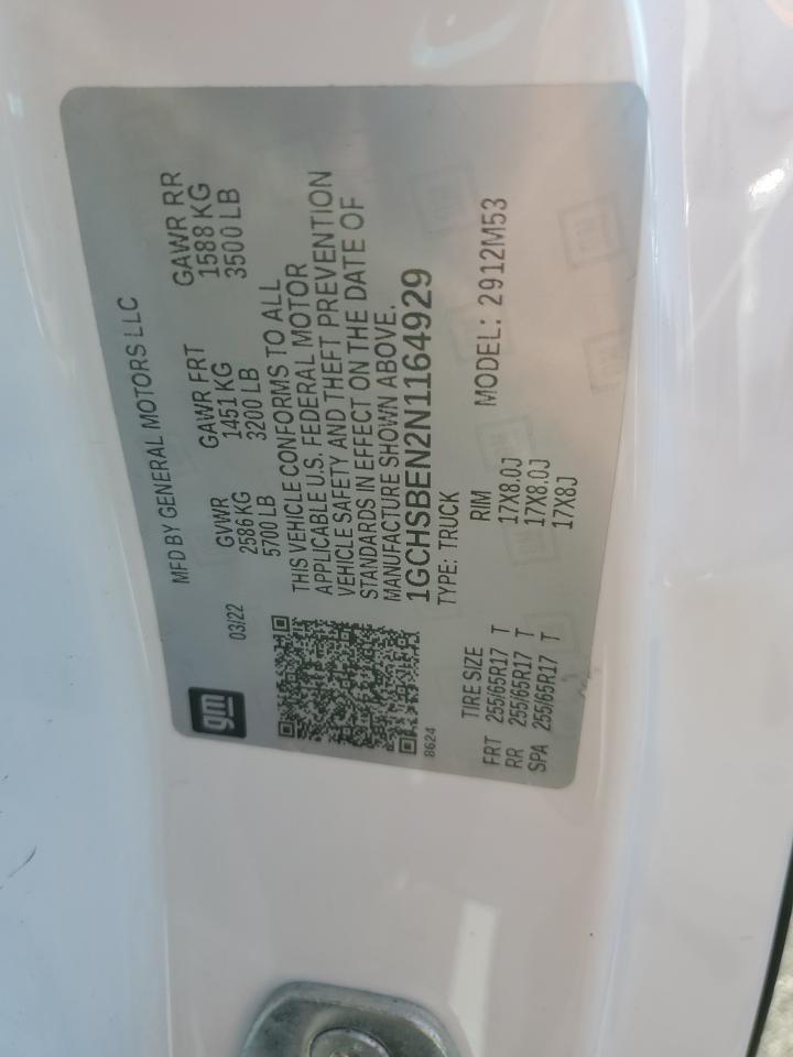 2022 Chevrolet Colorado VIN: 1GCHSBEN2N1164929 Lot: 80875185