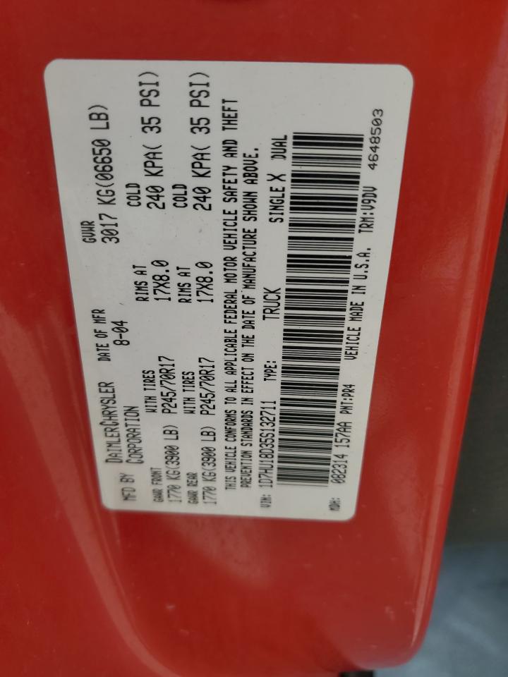 2005 Dodge Ram 1500 St VIN: 1D7HU18D35S132711 Lot: 72047905